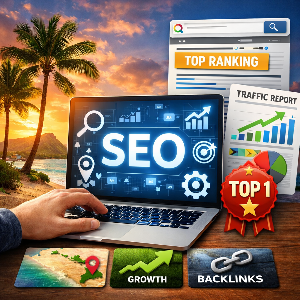 SEO company in Hawaii showcasing results-driven strategies, analytics research, transparent reporting, and flexible SEO services